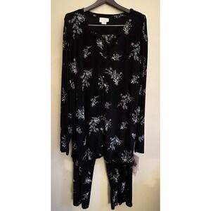 Vintage Y2K Black Embroidered Sparkles Festive Holiday Pant Suit Lord & Taylor